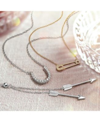 Vertical Dangle Lariat Pendant Necklace Gold Plated Sterling Silver