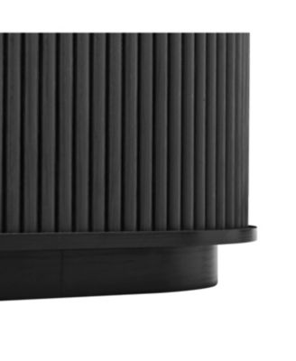 Streamdale Wooden TV Stand & Coffee Table Set with Fluted Doors, Golden Handles, Black