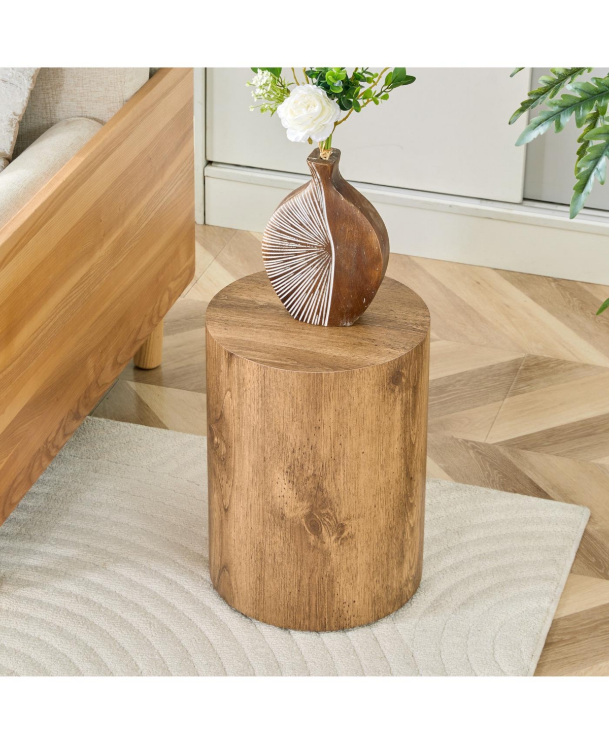 Streamdale Furniture Modern Minimalist Wood Cylinder Marble-Patterned Mdf Coffee Tables (Set of 2)