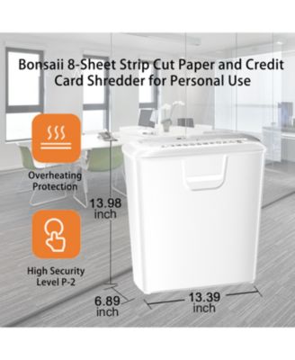 8-Sheet Strip-Cut Shredder, High Security, Shreds CD/Credit Card, 3.4 Gal Bin, Overheat Protection, Low Noise, Ideal for Home Office, White