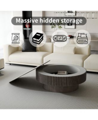 Streamdale Grey Solid Wood Veneered Modern Coffee Table with Storage