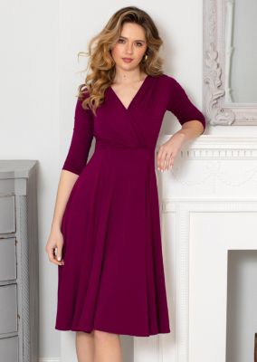 Women's Annie V-Neck 3/4 Sleeve Midi Dress