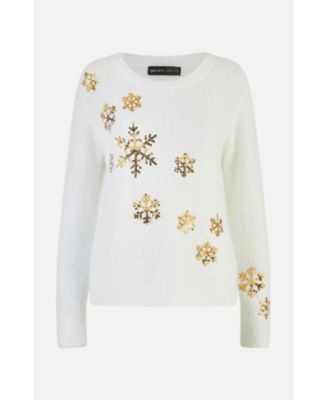 Women's Sequin Snowflake Fluffy Sweater