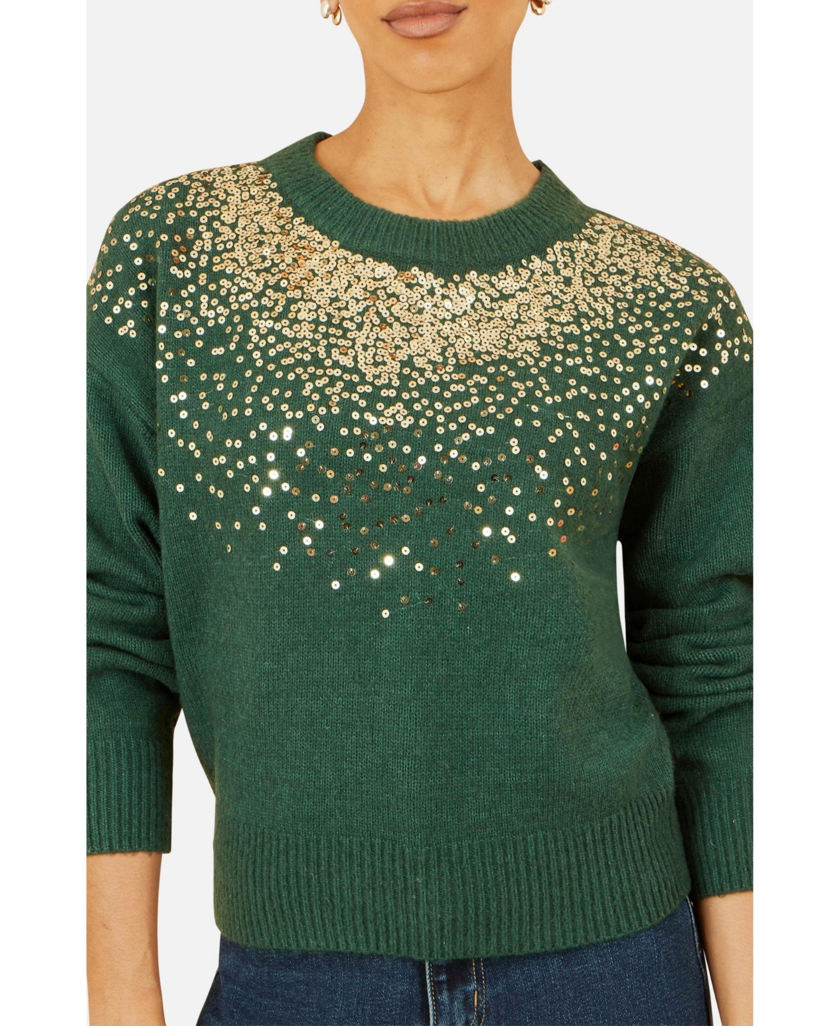 Yumi Women's Relaxed Knitted Sequin Sweater