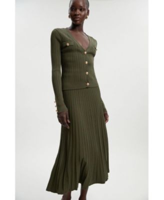 Women's Textured Knit Full Midi Skirt