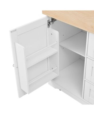 Streamdale Multifunctional Extendable Kitchen Island Cart with Outlet & Wheels