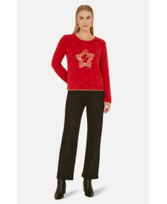 Women's Fluffy Star Holiday Sweater