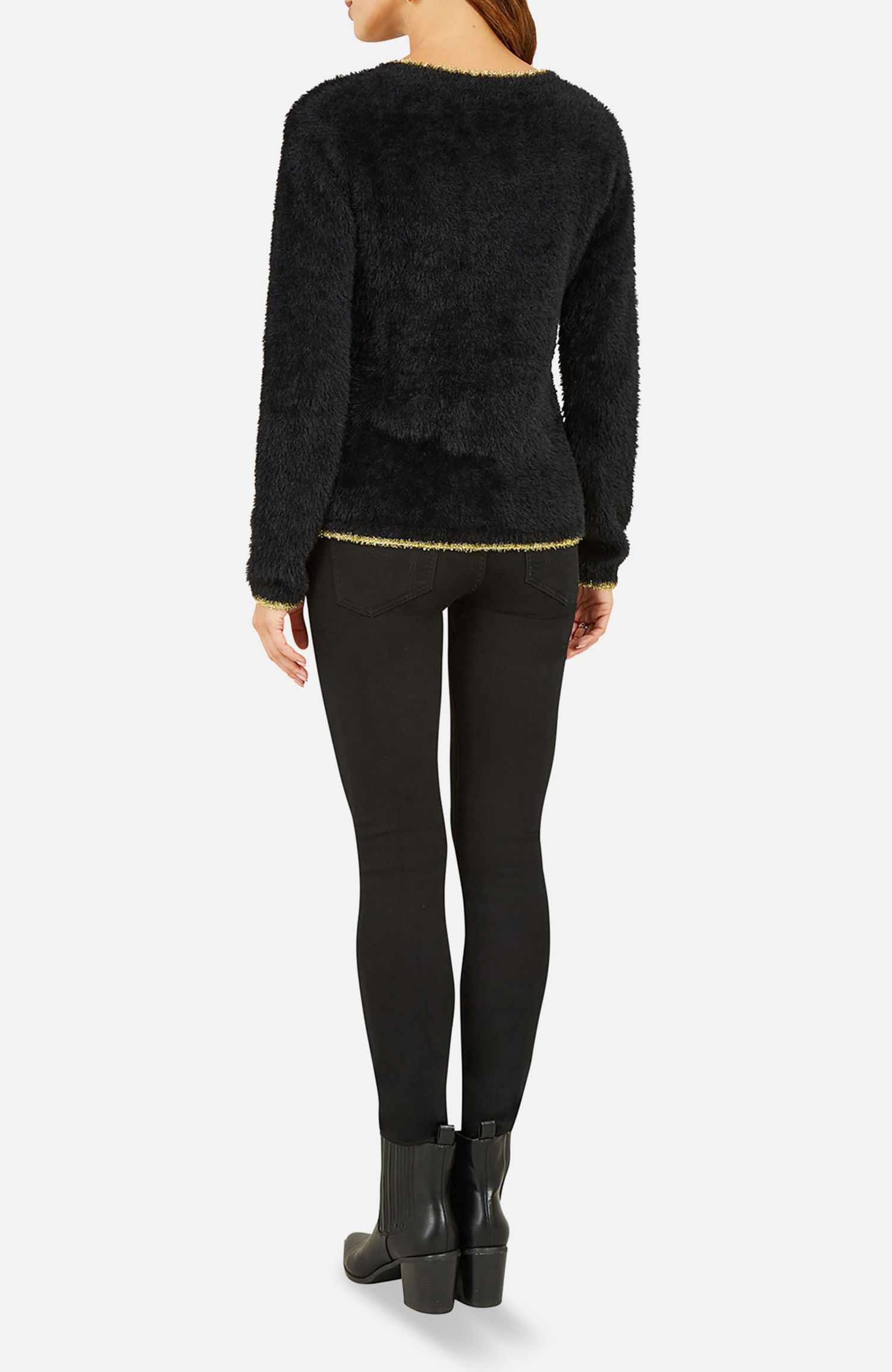 Women's Fluffy Star Holiday Sweater