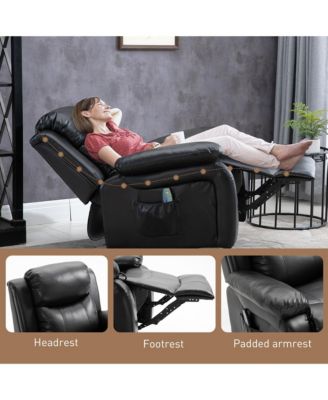 6'3" PU leather Massage Recliner Sofa Swivel Rocking Chair with Footrest,