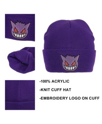 Men's Gengar Face Embroidery Acrylic Knit Standard Cuff Beanie