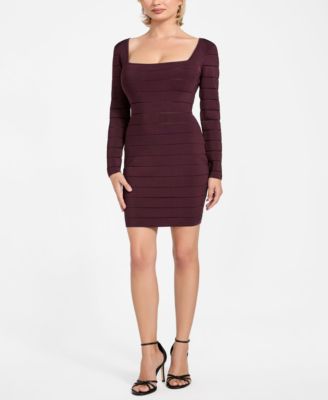 Women's Long-Sleeve Sheer Mix Bandage Leti Dress