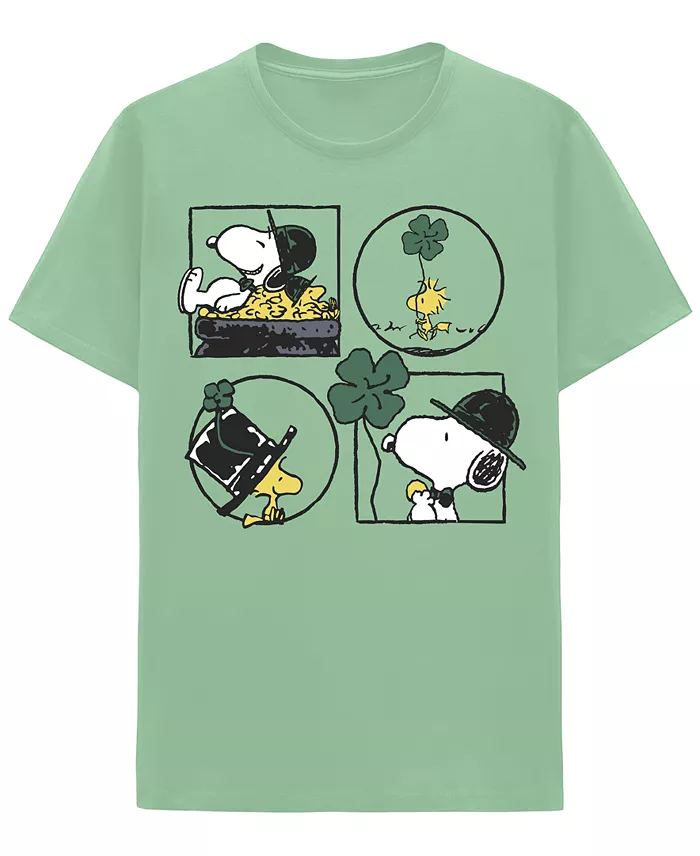 Men's Snoopy Peanuts Lucky St. Patrick's Strip Crewneck T-Shirt