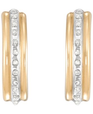 Diamond Accent Hoop Earrings (0.01 ct. t.w.) in 18k Yellow Gold Over Sterling Silver