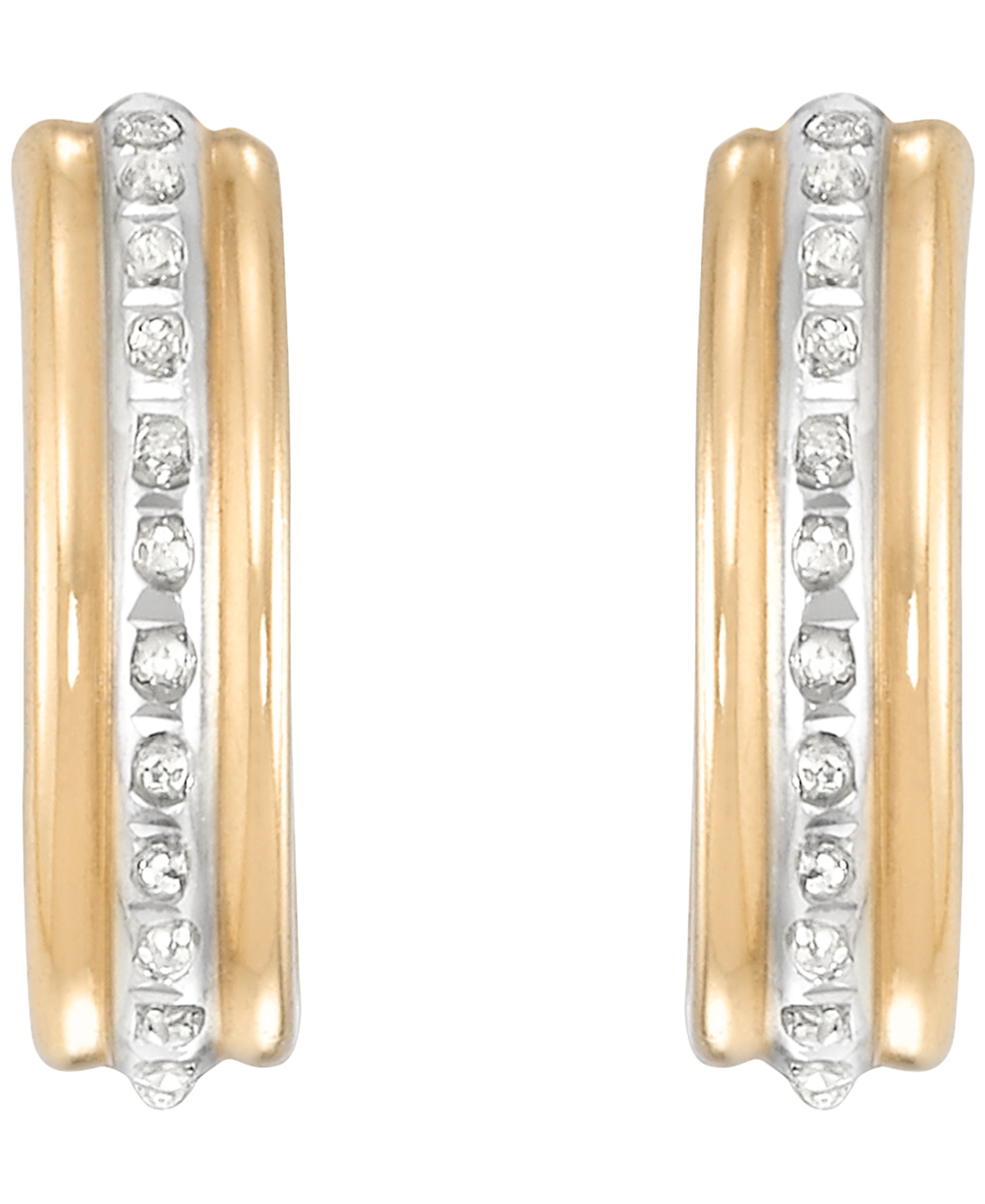 Macy's Diamond Accent Hoop Earrings (0.01 ct. t.w.) in 18k Yellow Gold Over Sterling Silver