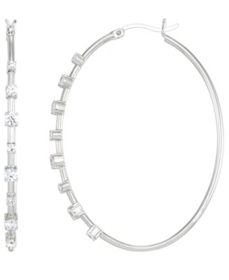 Macy's - Cubic Zirconia (2 ct. t.w.) Hoop Earrings in Sterling Silver