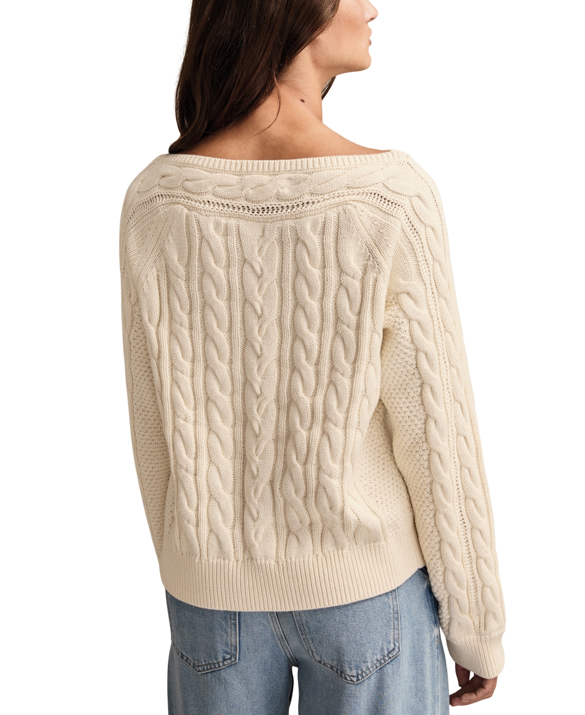 Lucky Brand Women's Boat Neck Cable Sweater