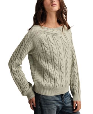 Women's Boat Neck Cable Sweater