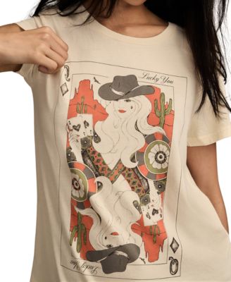 Women's Cowgirl Card Print Crewneck T-Shirt