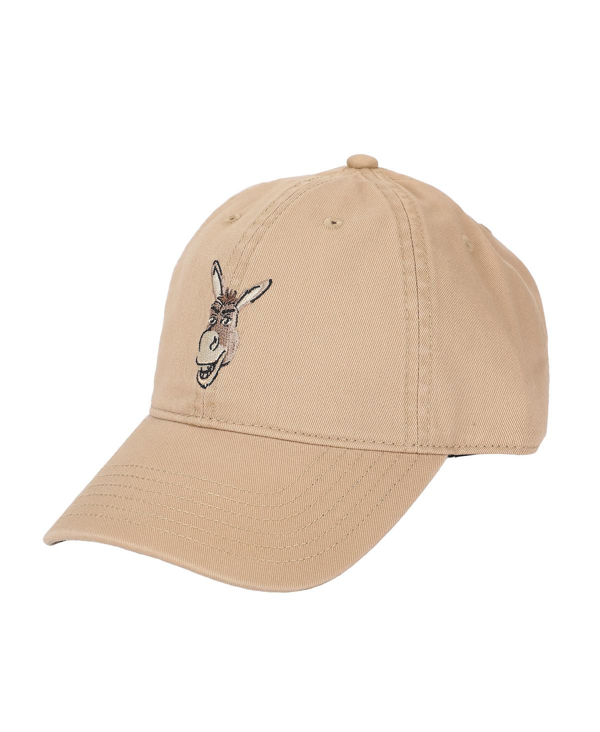 Shrek Men's Embroidered Donkey Face Tan Unstructured Baseball Cap