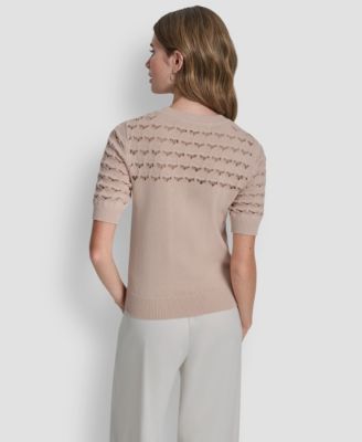 Women's Short-Sleeve Ribbed Hem Sweater