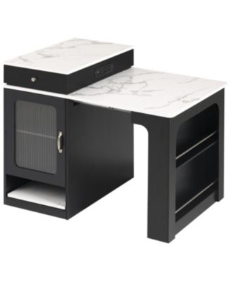 59.5" Extendable Kitchen Island with Dining Table & Storage