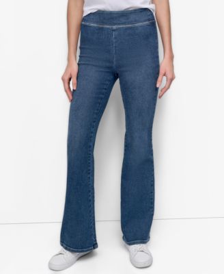 Petite High-Rise Flared-Leg Pull-On Jeans