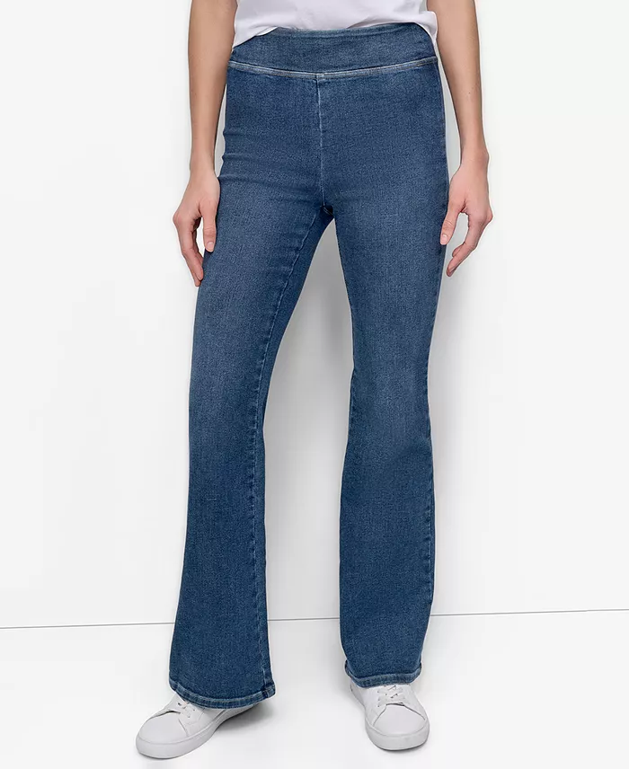 Petite High-Rise Flared-Leg Pull-On Jeans - thumbnail 10