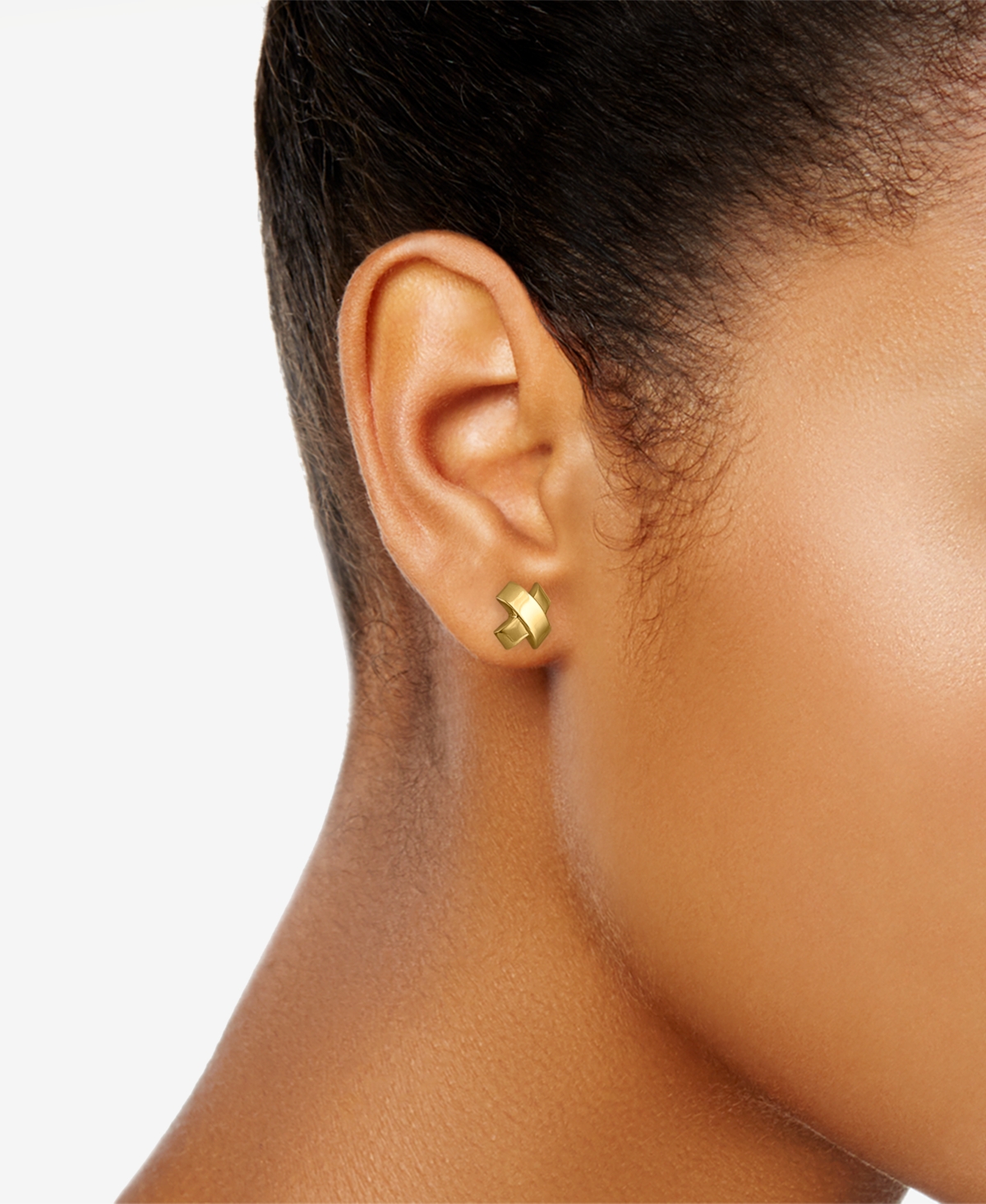 Macy's Polished "x" Stud Earrings In 10k Gold In Gold