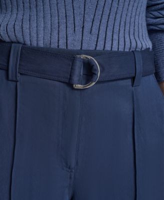 Women's Belted Front Seam Twill Pants