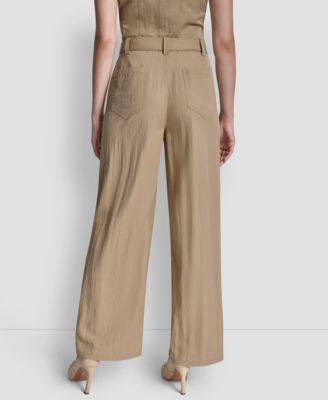 Women's Belted Front Seam Twill Pants