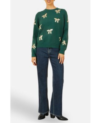 Women's Sequin Applique Bow Sweater