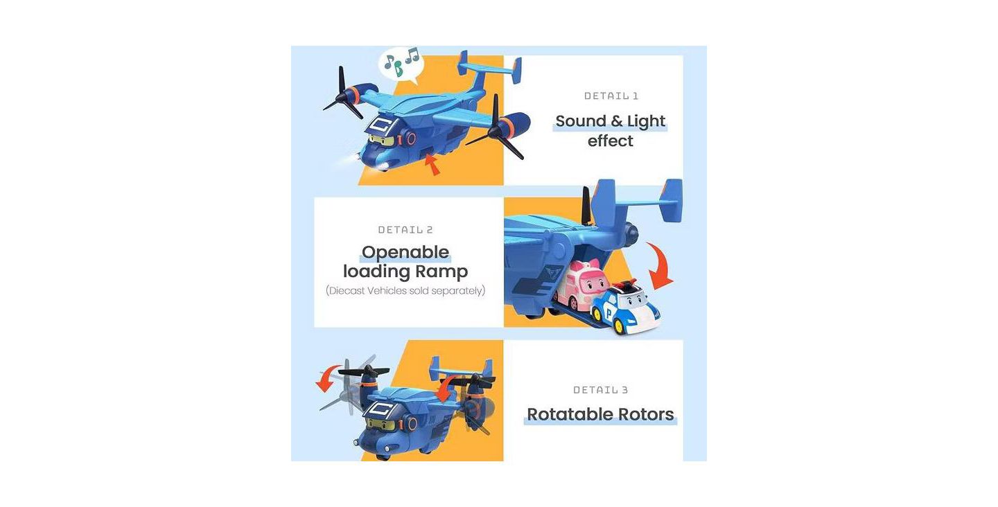 Детская игрушка Robocar Poli Carey Carrier Sound & Light Transport Plane Toy — фото 5