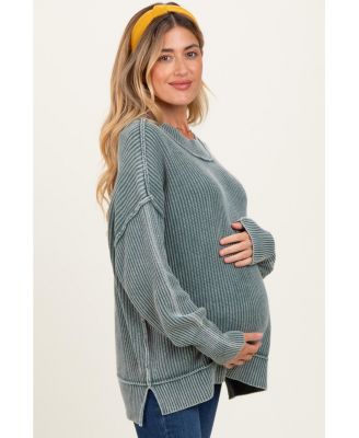 Maternity Jade Washed Side Slit Oversized Sweater