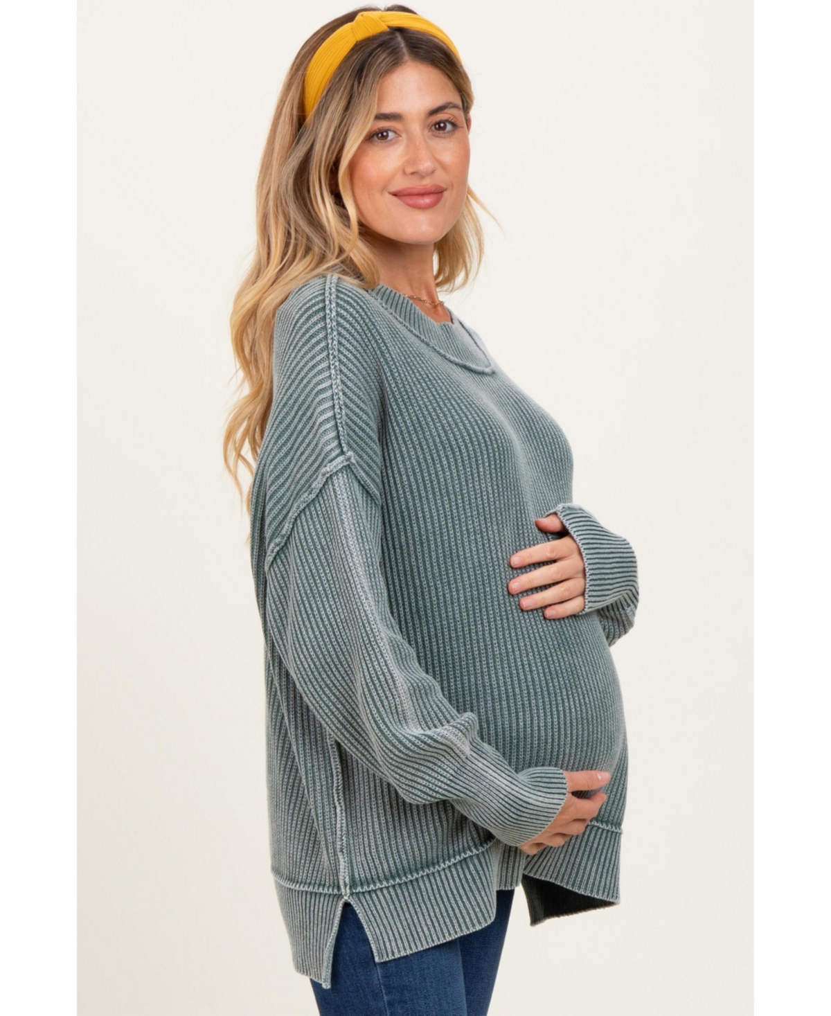 Pinkblush Maternity Jade Washed Side Slit Oversized Sweater