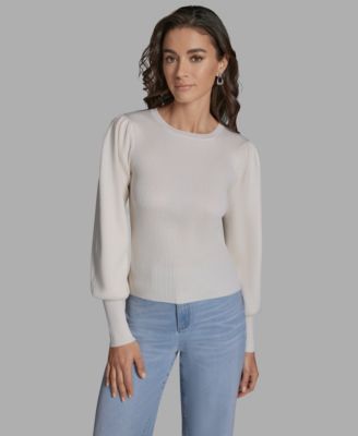 BCBG - Women's Crewneck Long Balloon-Sleeve Sweater