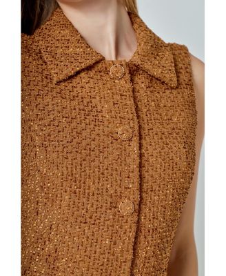 Women's Tweed Collared Mini Dress