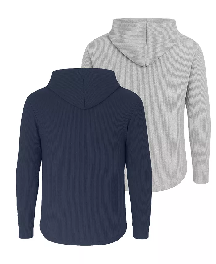 Men's Regular-Fit Waffle Knit Thermal Henley Hoodie, 2-Pack - thumbnail 8