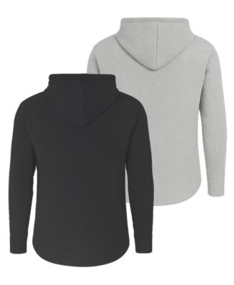 Men's Regular-Fit Waffle Knit Thermal Henley Hoodie, 2-Pack