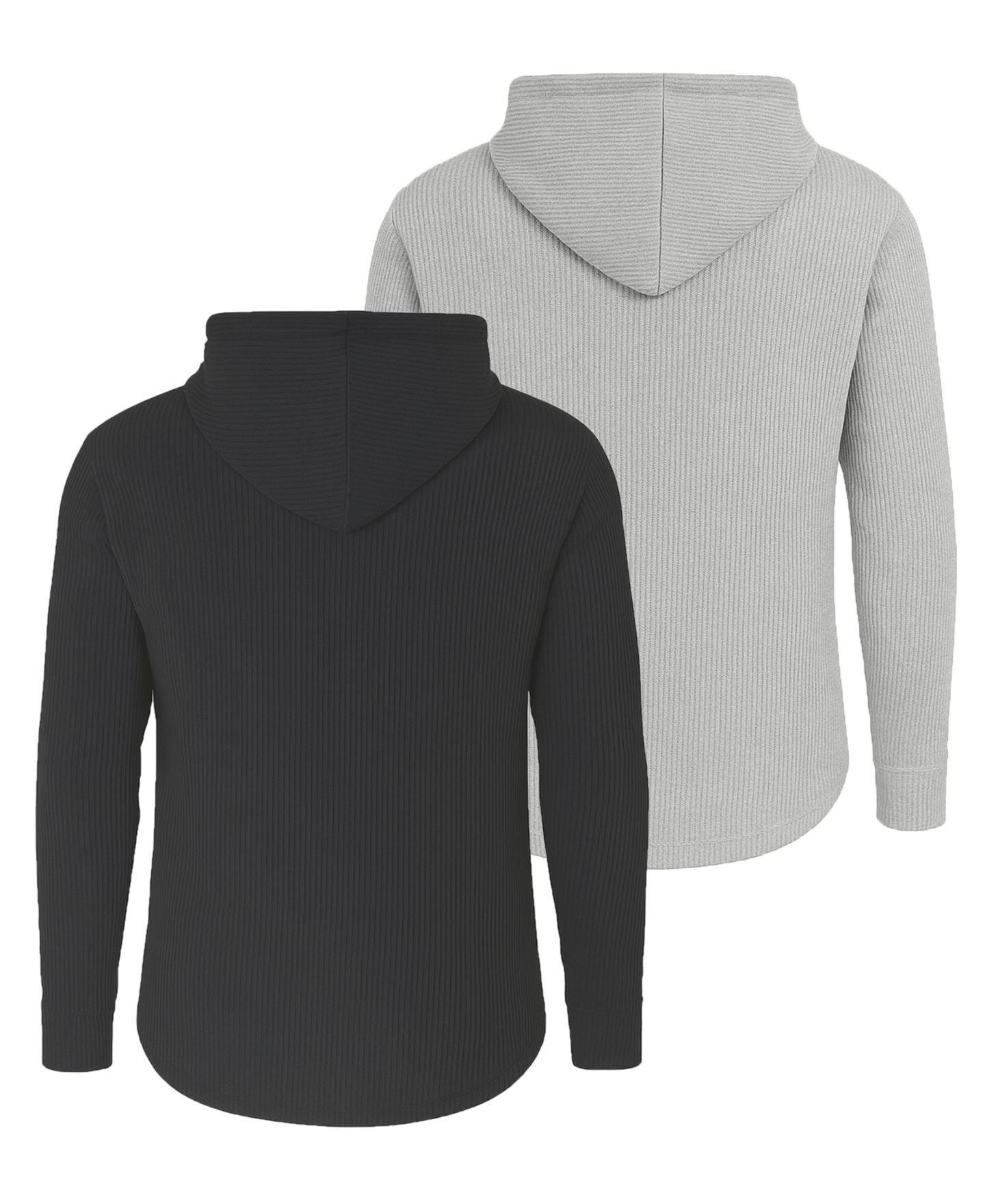 Мужские худи Blue Ice Regular-Fit Waffle Knit Thermal Henley, 2-Pack, цвет: Чёрный / Меланжевый серый — фото 2