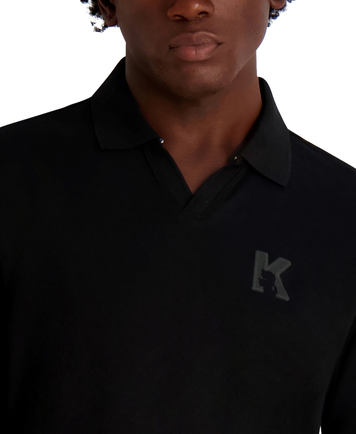 Karl Lagerfeld Men's Embroidered K Polo Shirt In Black