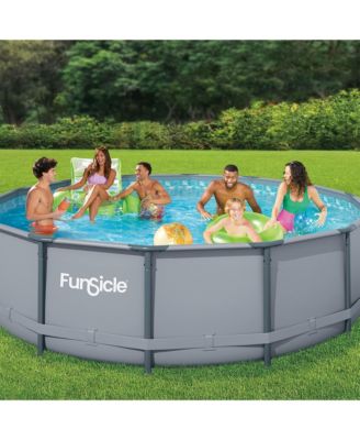 14' x 42" Oasis Outdoor Round Frame Above Ground Swimming Pool, Gray