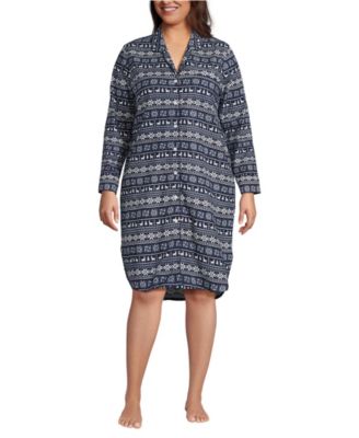 Plus Size Flannel Long Sleeve Sleepshirt Nightgown