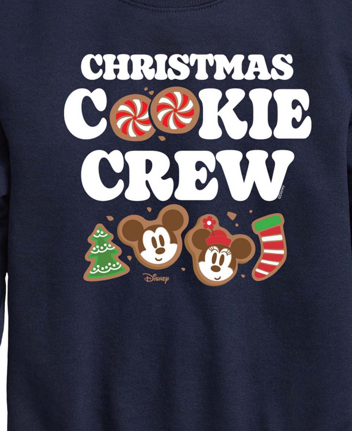 Disney Boys' 8-20 Mickey and Minney Christmas Cookie Crewneck Graphic Long-Sleeve Sweatshirt