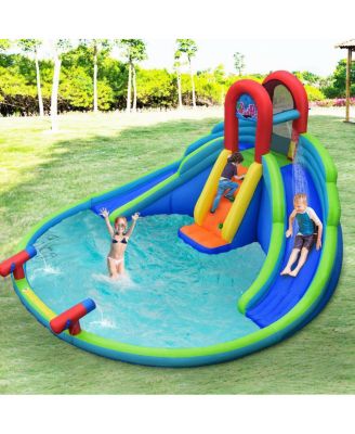 Inflatable Water Slide and Bounce House with Splash Pool and Climbing Wall for Kids Outdoor Fun
