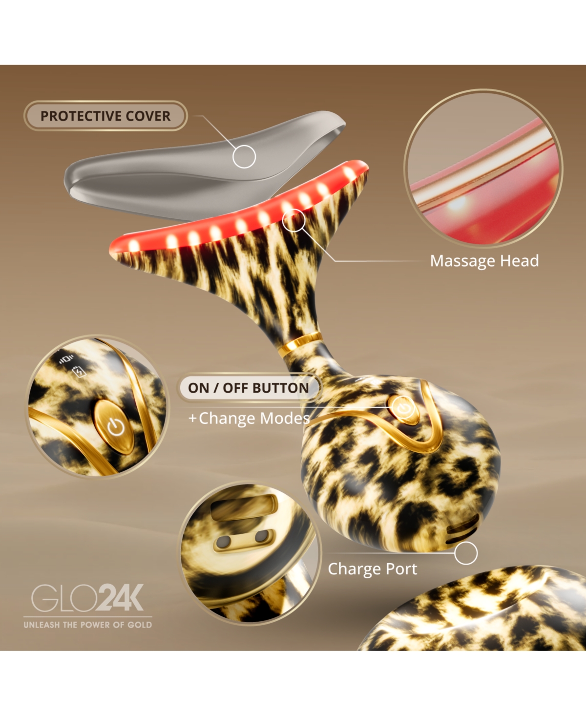 7 Color Led Neck & Face Massager Deluxe (Cheetah)