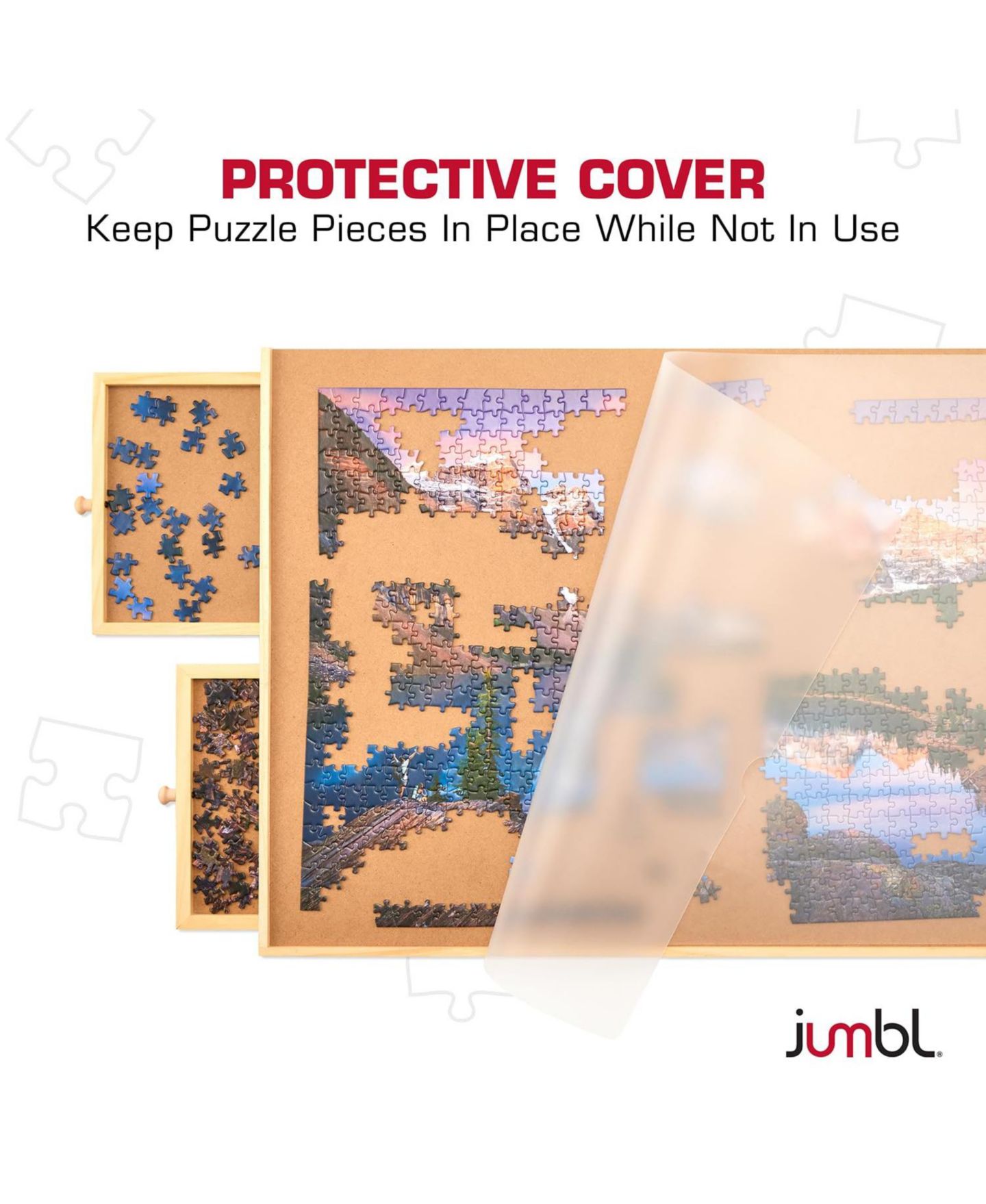 Детская игрушка Jumbl 1000-Piece Rotating Puzzle Board with Drawers, Ages 14+, цвет: Натуральный — фото 4