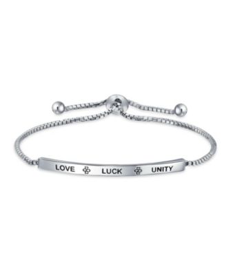 Heart Infinity Clover Love, Luck & Unity Bolo Bracelet & Stud Earrings Jewelry Set Sterling Silver Adjustable