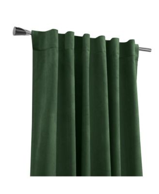 Seren Classic Velvet Room Darkening Dual Header Energy Efficient Curtain Panel 50" x 84" Dark Green