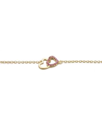 Kids 14K Gold Plated Cubic Zirconia Heart Entwined Bracelet