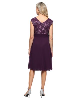 Women's Embroidered Boat Neck Short A-Line Dress